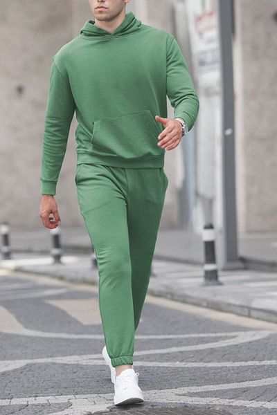 ruNadeS Men's Cotton Oversize Kangaroo Pocket Hooded Tracksuit Set - Casual