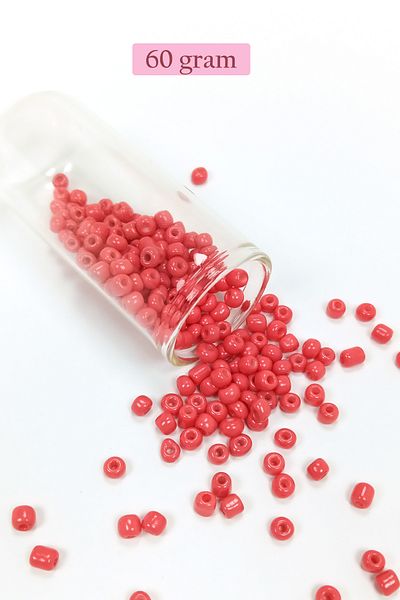 Royaleks Cast Glass Sand Beads Large Size (6/0) 4 mm - 60 Grams - Light Red - Bnc125