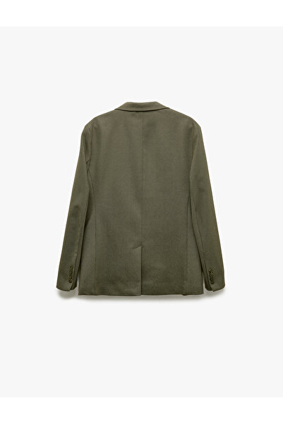 Koton Viscose Blended Pique Fabric Mono Collar Slim Fit Blazer Jacket with Buttoned Pockets