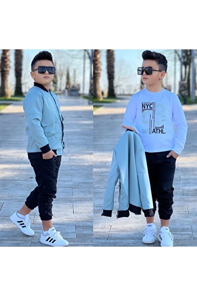 Bisahane طقم للأولاد مكون من 3 قطع مع سترة من قماش المظلة