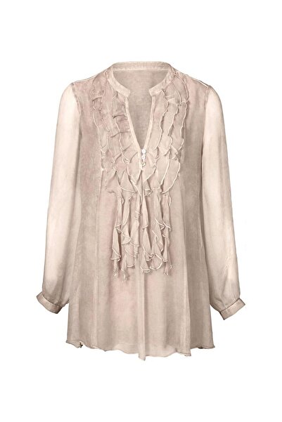 Bulalgiy BULALGİY Kadın Kum İpek Şifon Bluz - BGA283061