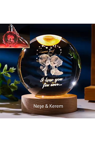 keyfim shop İsme Özel Büyük Boy Işıklı Ahşap Kaideli Öpüşen Sevgili Cam Küre ...