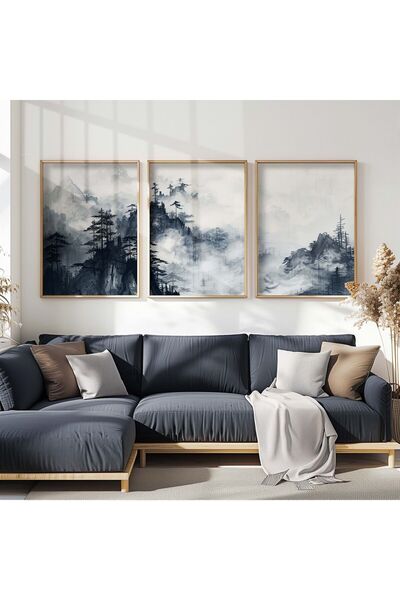 STARYUNA Ξύλινο Πλαίσιο 3 Τεμάχια Ακουαρέλα Πίνακας Τοπίου Yuna2