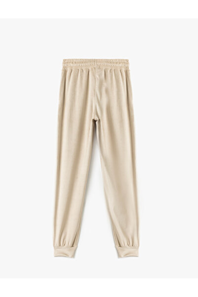 Koton Jogger Velvet Pajama Bottoms with Pockets and Tie Waist