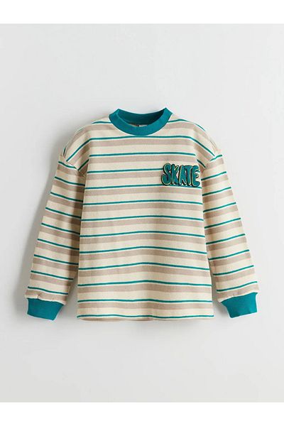 LC Waikiki Lcw Kids Beige Crew Neck Printed Boy's T-Shirt 2-Piece