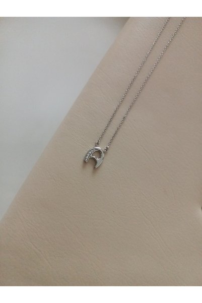 Tişt Accessory Xuping Women's Silver Color Zircon Stone a Letter Steel Necklace