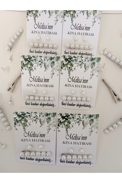 Tasarım BursaTasarımDünyası 50 adet kına hediyesi inci toka+inci küpe