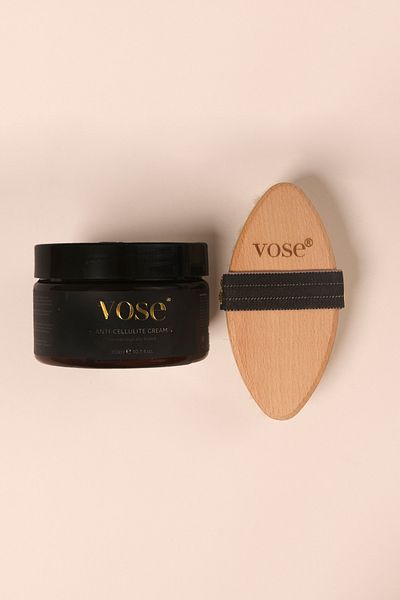 Vose Anti-Cellulite Body Cream + Horsehair Cellulite Brush (Black Rose)