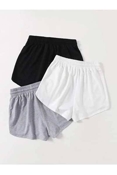 Advantage Γυναικείο σορτς 3 τεμαχίων με 2 νήματα χτενισμένο βαμβακερό γυναικείο μαύρο λευκό μαύρο