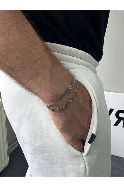 Arvens Stainless Steel Bracelet for Men and Women - Two Chains, Non-Throw Color, Adjustable