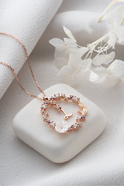 ESSARE 925 Ayar Gümüş Rose Kaplama Aşk Yuvası L Harfi Kadın Kolye