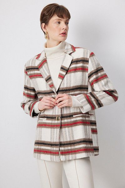 Touché Privé Gold Button Plaid Blazer Jacket