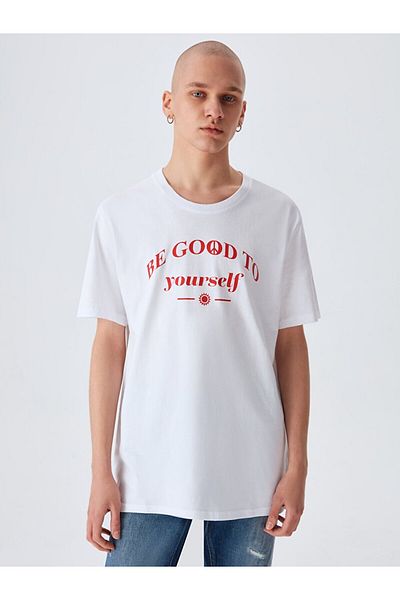 Ltb Text Printed White T-shirt