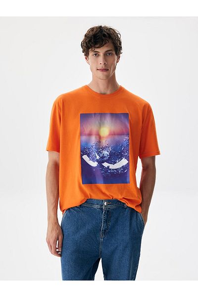 Ltb Photo Printed Orange T-shirt