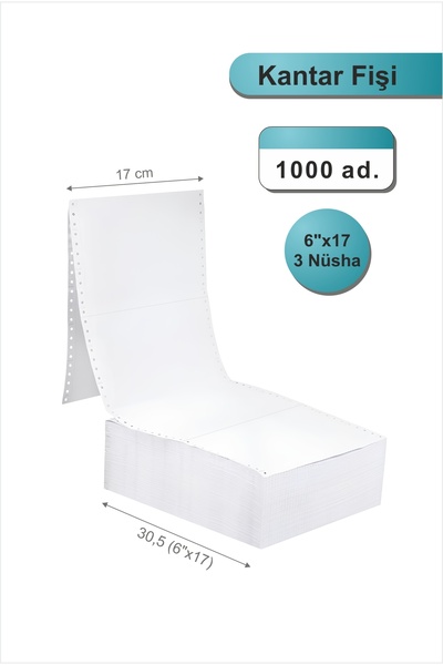 POZİTİF FORM 6x17 Kantar Fişi 3 Nüsha 1000 Adet , Beyaz Otokopili Sürekli For...