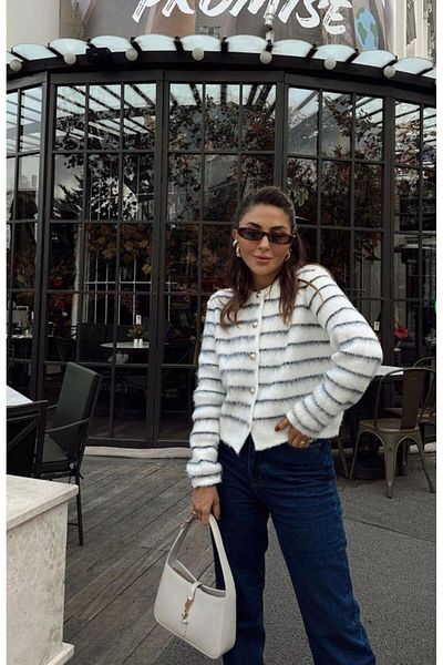no 39 company Season's Raised Thin Striped Trend Cardigan