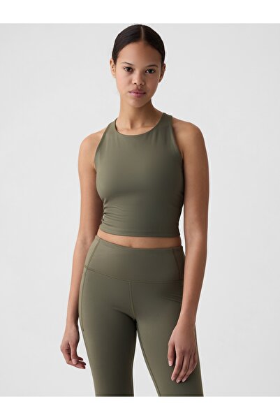 GAP Kadın Haki Halter Yaka Crop Spor Üst