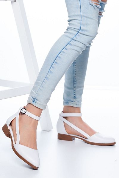 MaskButik Rayna Low Heel Skin Shoes White