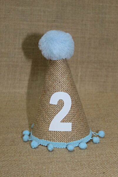 asöy 2-годишна синя шапка с помпон - за рожден ден, плат от зебло