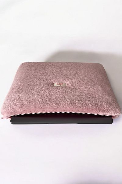 eles Pink Plush 13 Inch Laptop Bag, Pink Plush Laptop Case, Plush Laptop Bag