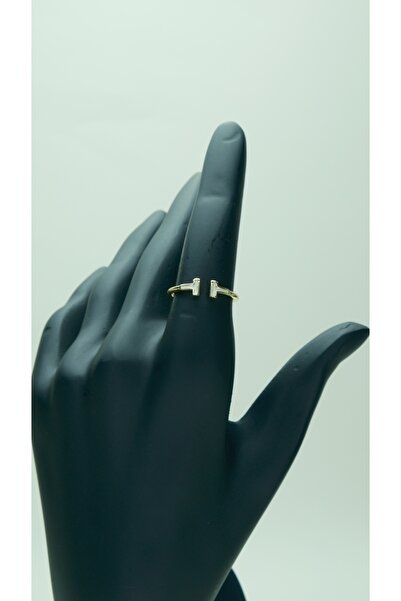 SEYAS JEWELRY Altın Kaplama Minimal Sedef Detaylı H Model Gold Yüzük
