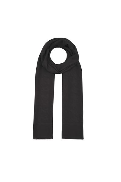 ipekevi Ipekevi Houndstooth Patterned Monogram Shawl - Black