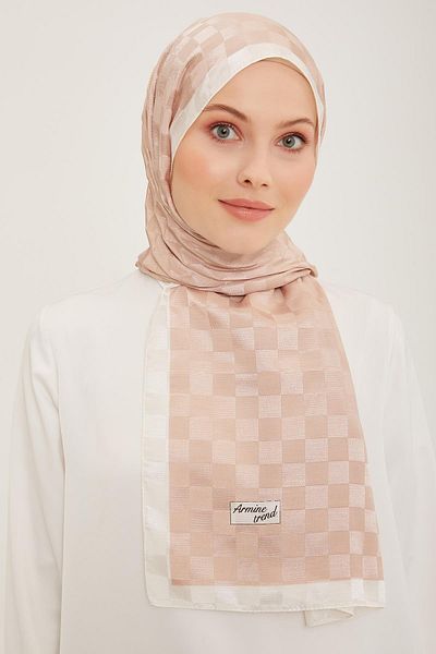 Armine Trend Janjan Shawl - Checkerboard - Soft Powder 08