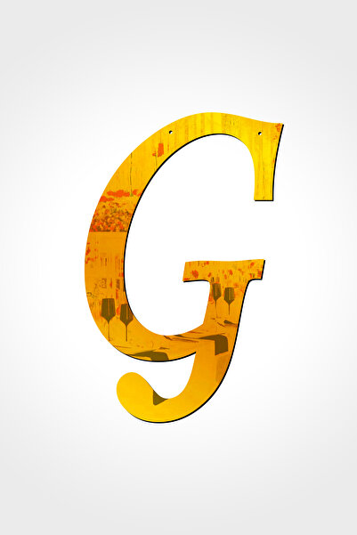 AHWART Söz, Nişan Kına Gold Pleksi  Baş Harf Gold Baş Harf / G Harfi - 30 cm