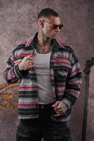 Butik ТРЕНД WE Унисекс риза от кашмир Lumberjack с голям размер и джобове