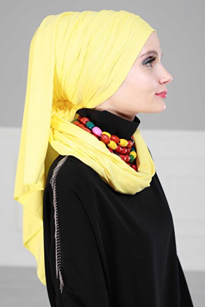 Aisha's Design Drawstring Combed Cotton Boneli Shawl, Bt-1, Yellow
