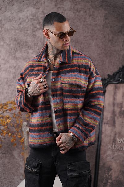 Butik ТРЕНД WE Унисекс риза от кашмир Lumberjack с голям размер и джобове