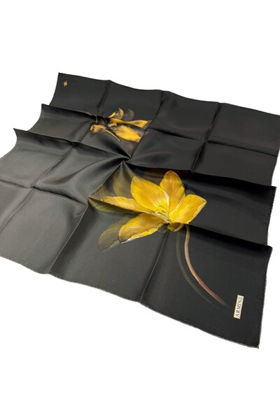 Armine İpek Eşarp Nostalji - 8737-38 Siyah Safran Twill