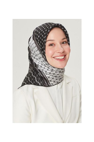 Armine Black and White Twill Silk Scarf - Nostalgia 8519-88