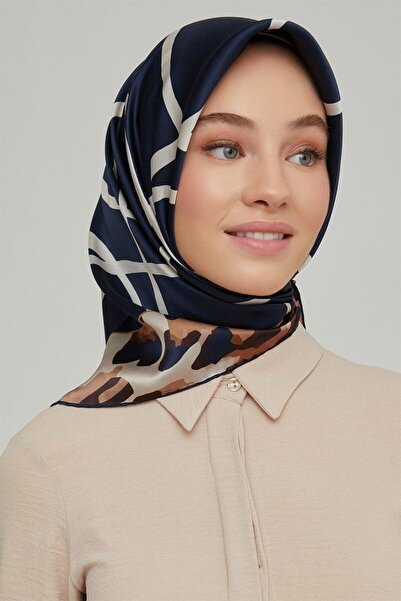 Armine Eșarfă de mătase Twill Albastru Marin - Nostalgia 8653-21