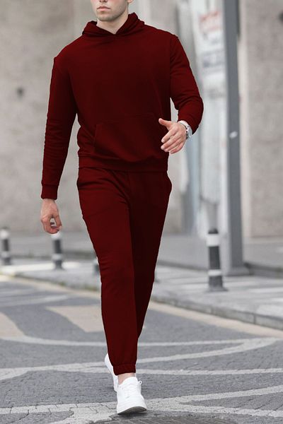 ruNadeS Men's Cotton Oversize Kangaroo Pocket Hooded Tracksuit Set - Casual