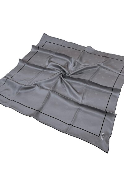 Aker İpek Eşarp Jakarlı - 8773703-313 Gümüş Siyah Sura