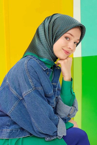 Armine Silk Scarf Nostalgia - 8733-32 Green Twill