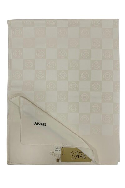 Aker Nou șal cu monogramă crem cu model de șah - 912