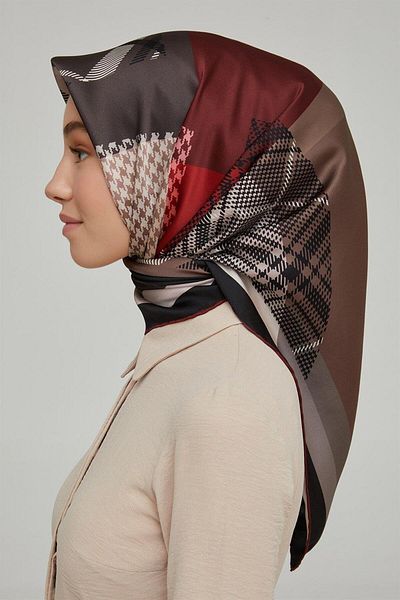 Armine Μεταξωτό Φουλάρι Nostalgia - 8620-04 Μαύρο Claret Red Twill