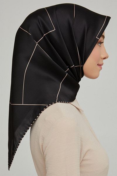 Armine Silk Scarf Nostalgia - 8655-01 Black Mink Twill