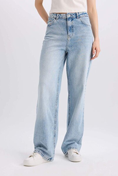 DeFacto 90's Wide Leg High Waist Long Jean Washed Trousers E4269Ax25Sp