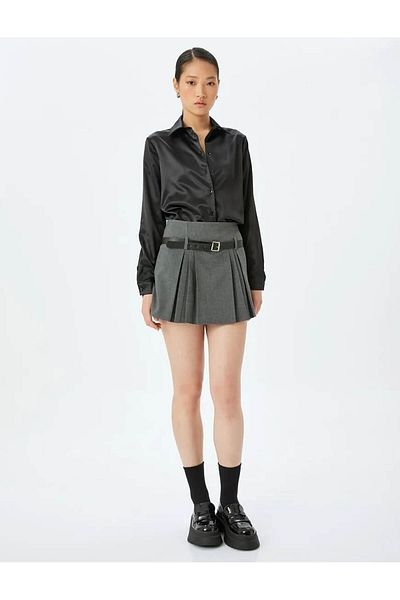 Koton Classic Lapel Button Long Sleeve Satin Shirt