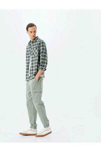 Koton Cotton Gabardine Cargo Pocket Detailed Jogger Pants with Lace-Up Waist