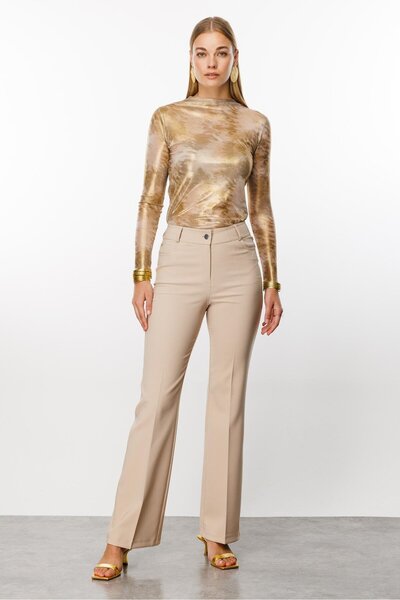 Moda İlgi Modailgi Beş Cep İspanyol Paça Pantolon Taş