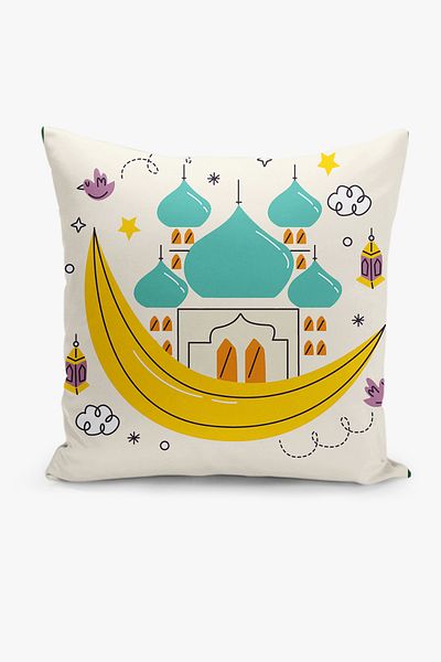 Filamente Ramadan Patterned Double Sided Digital Printed Throw Pillow Cover - Ramadan