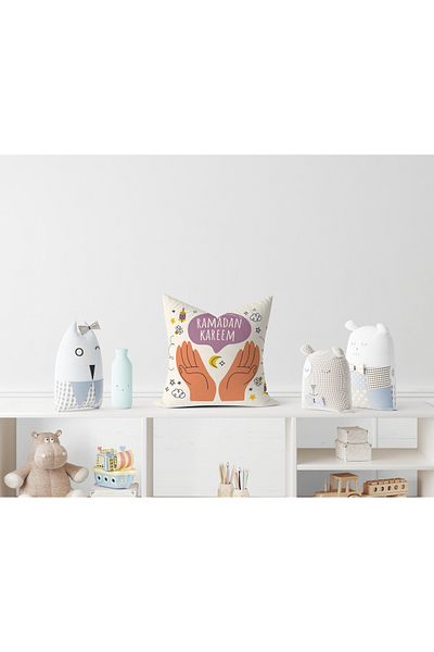 Filamente Ramadan Patterned Double Sided Digital Printed Throw Pillow Cover - Ramadan