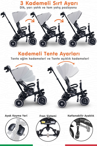 Prego Happy Dino Plus 360° Dönebilen Koltuklu Tamamen Katlanabilir Çocuk Bisikleti