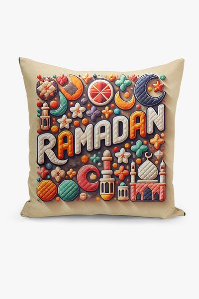 Filamente Ramadan Patterned Double Sided Digital Printed Throw Pillow Cover - Ramadan