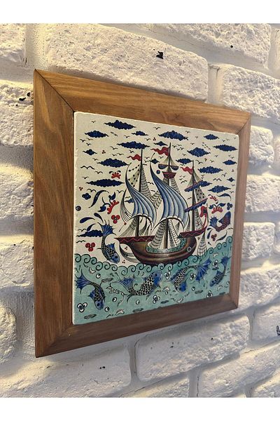 woodhomeworks Панел за картина с масивна рамка от естествен камък и мрамор 26x26 см