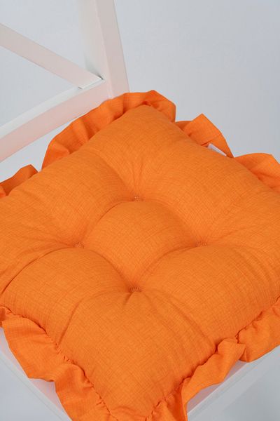 ALTINPAMUK Fancy Ruffled Pofidik Orange Chair Cushion Lace up 42X42Cm